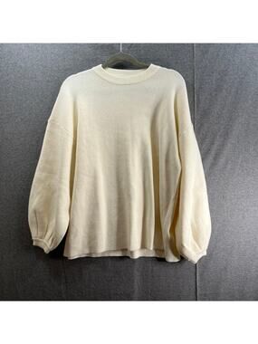 Lulu's Sweater Womens Size XS Ivory Knitted Pullover Long Sleeve Round Neck